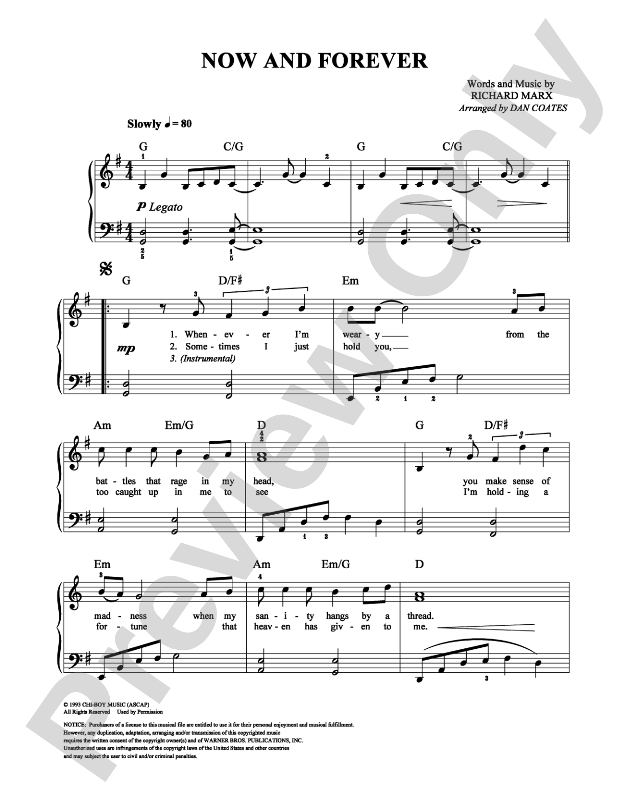 Now and Forever: Easy Piano Digital Sheet Music