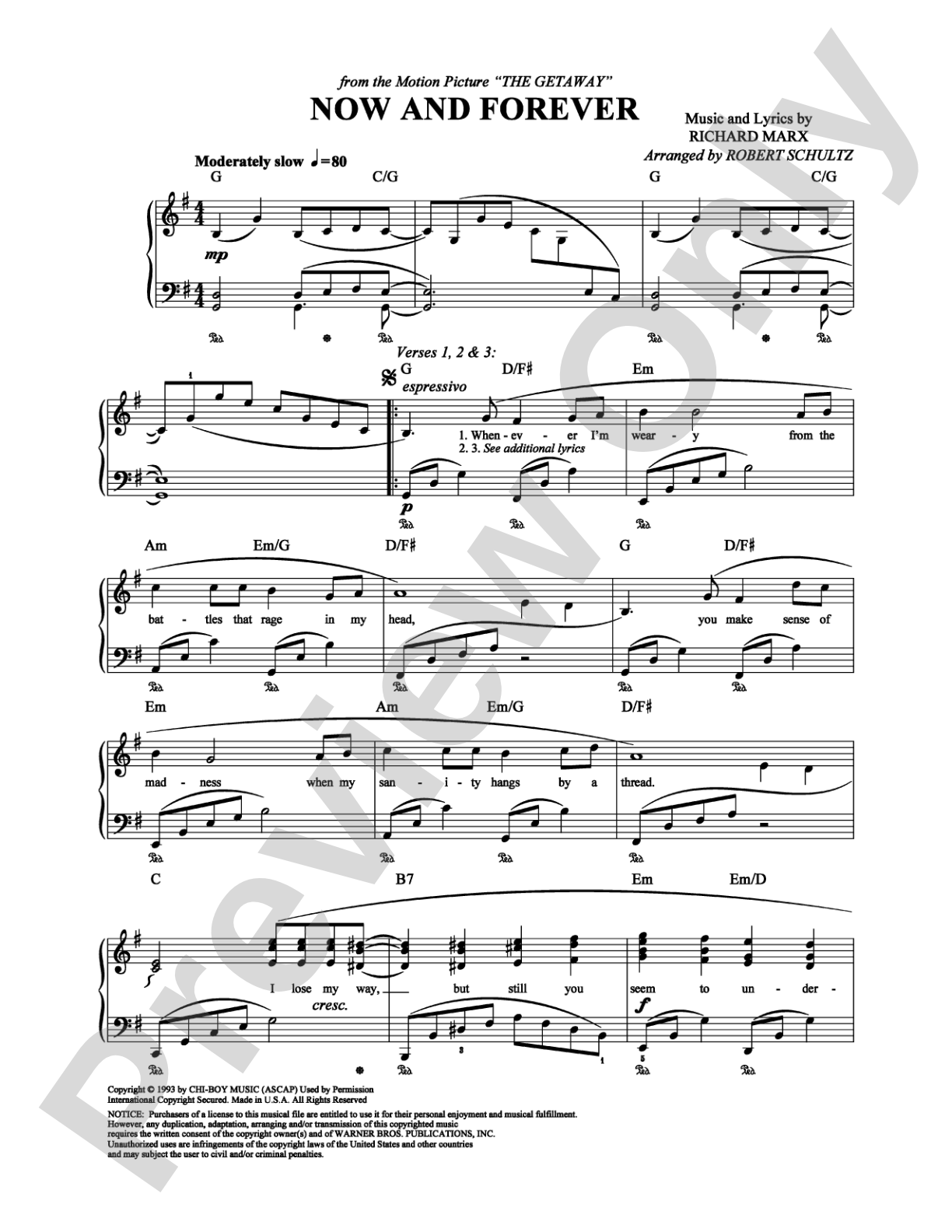 Now And Forever: Piano/Vocal/Chords Digital Sheet Music