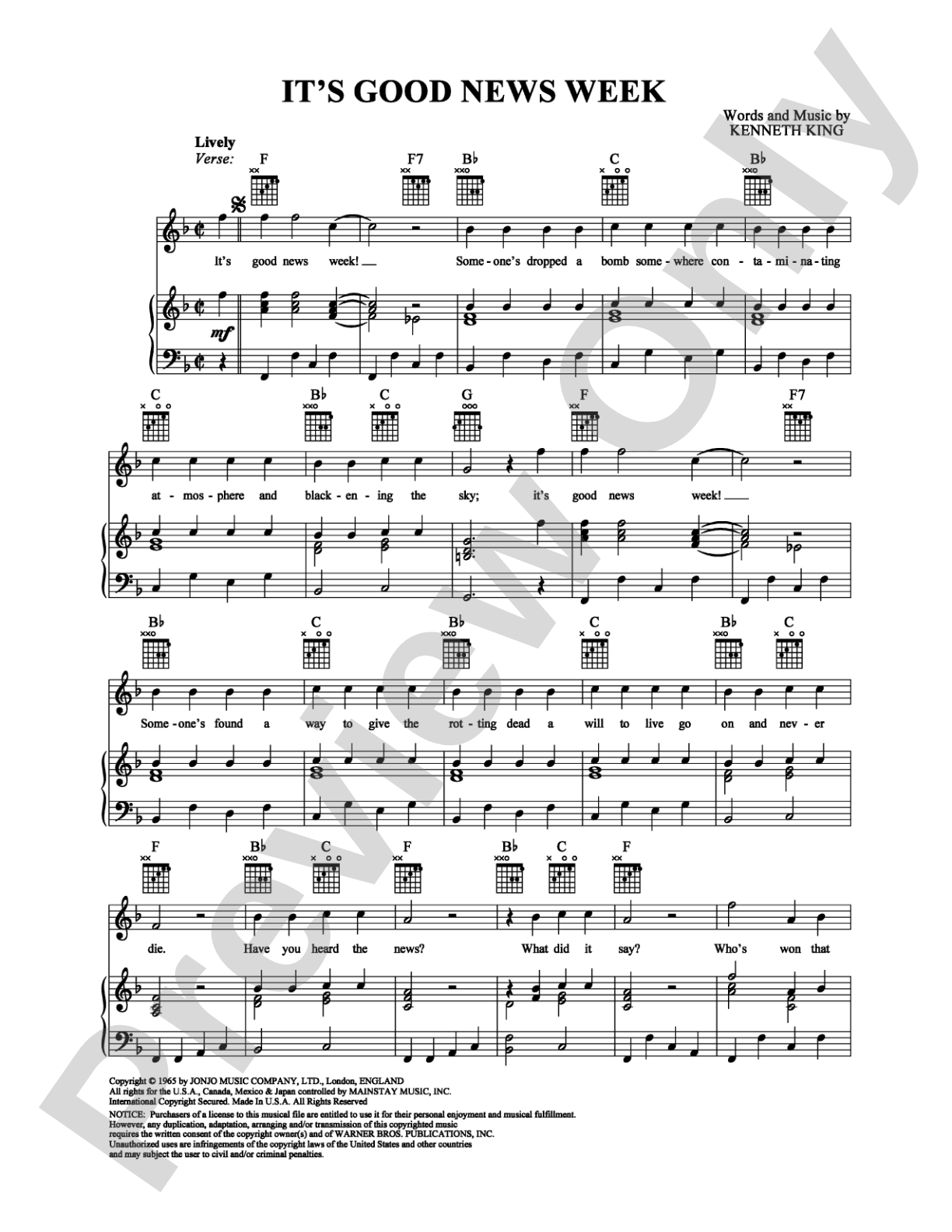 It's Good News Week: Piano/Vocal/Chords Digital Sheet Music