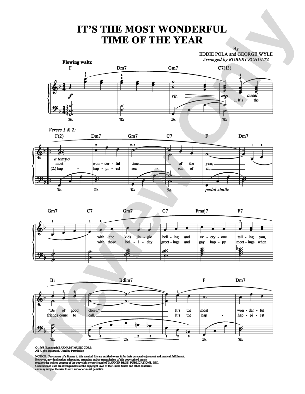 It's the Most Wonderful Time of the Year: Piano/Vocal/Chords Digital Sheet Music