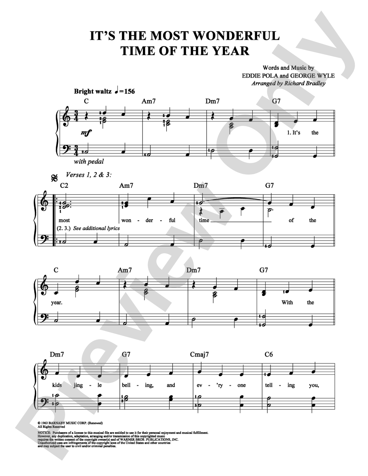 It's the Most Wonderful Time of the Year: Easy Piano Digital Sheet Music