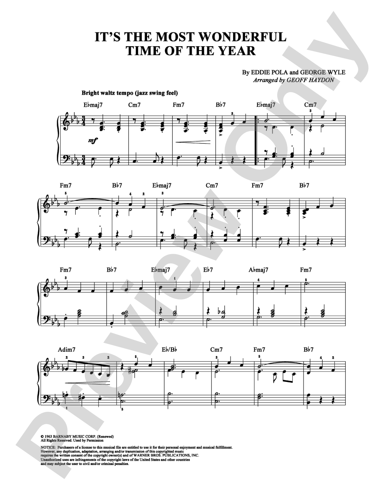 It's the Most Wonderful Time of the Year: Piano Digital Sheet Music