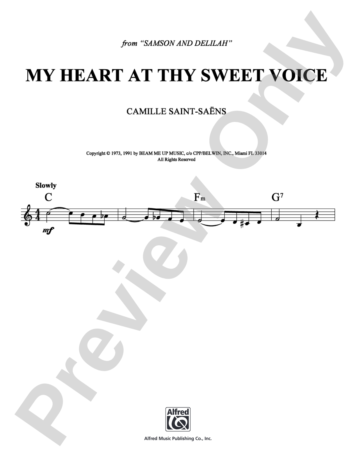 My Heart at Thy Sweet Voice (from "Samson and Delilah"): Lead Sheet Digital Sheet Music