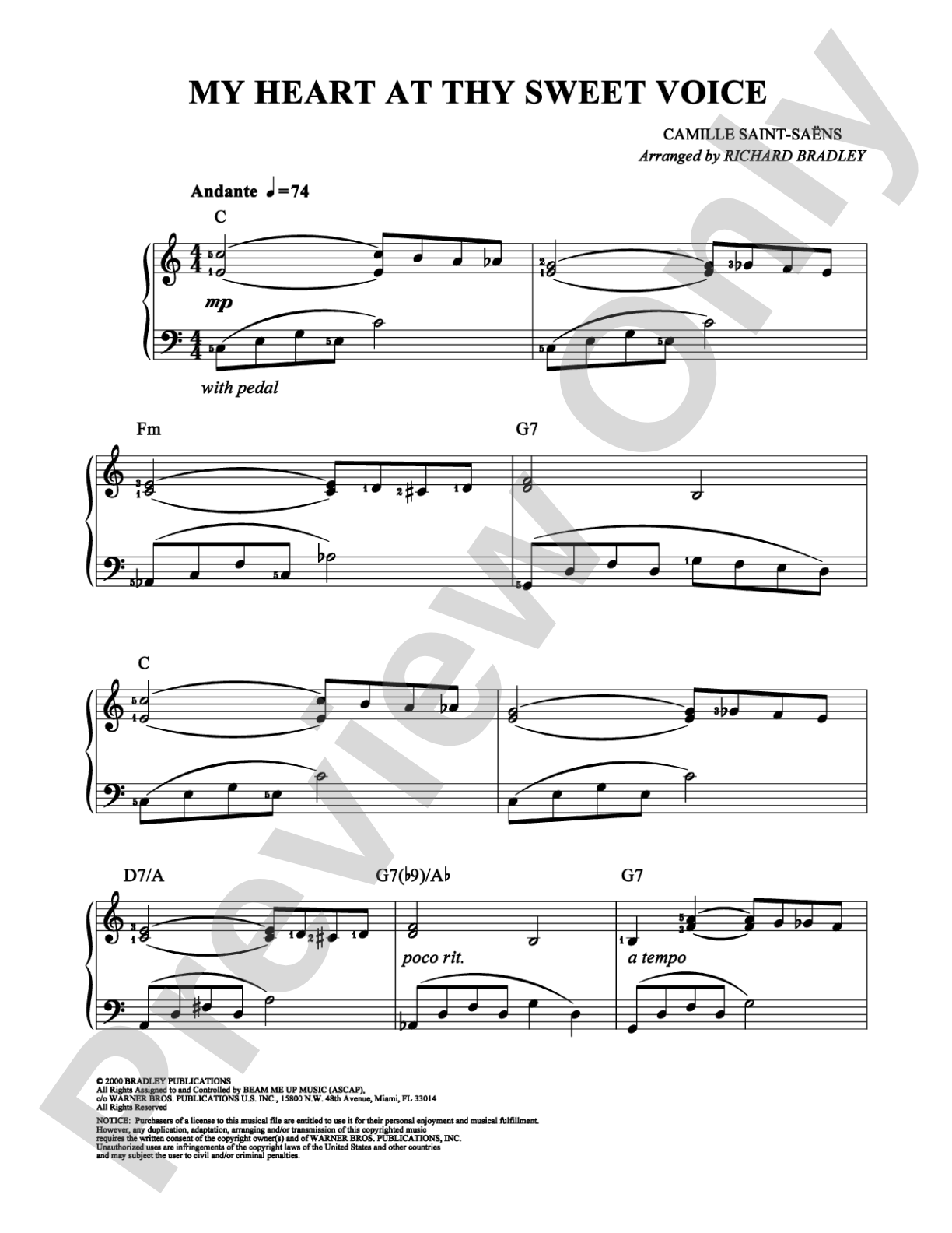 My Heart At Thy Sweet Voice: Easy Piano Digital Sheet Music