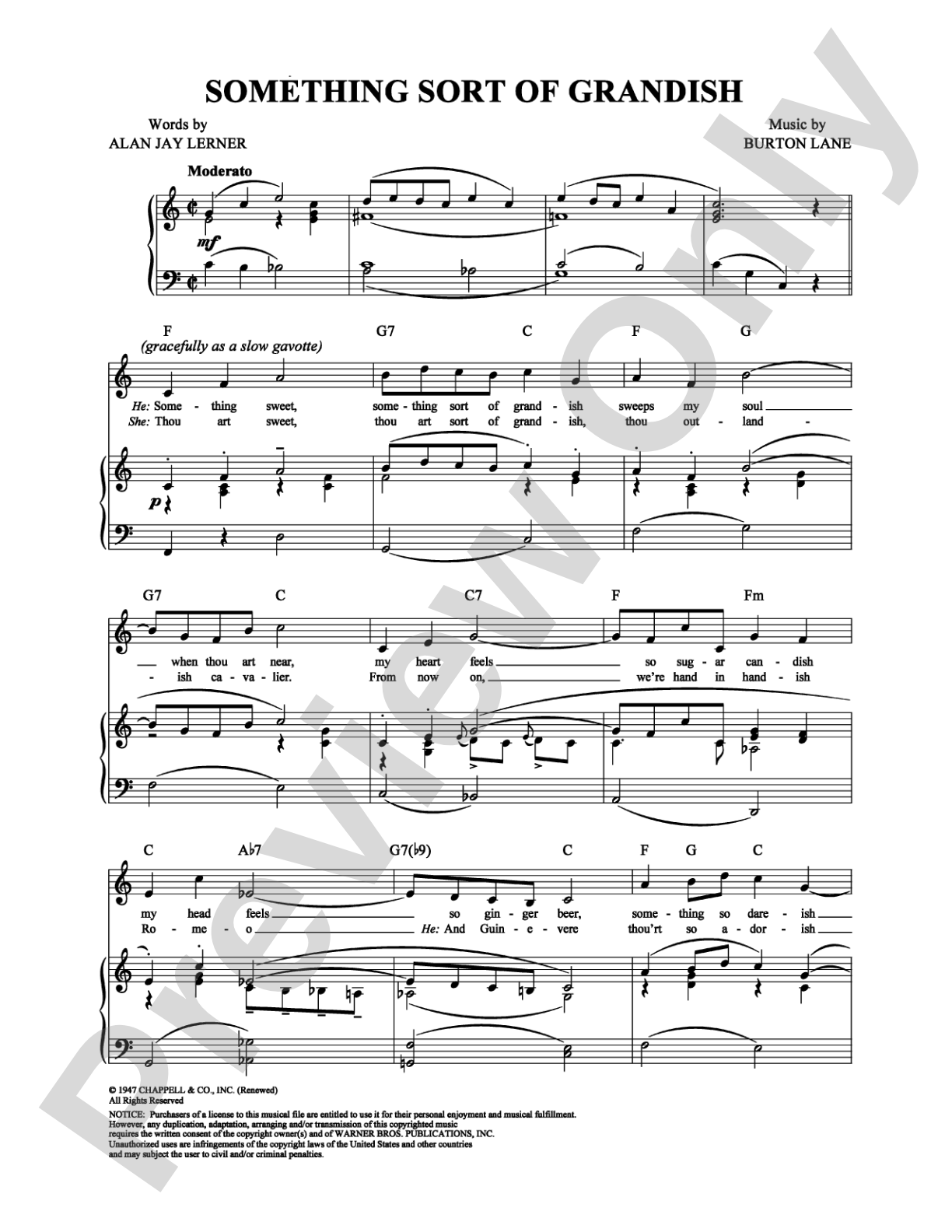 Something Sort of Grandish: Piano/Vocal/Chords Digital Sheet Music