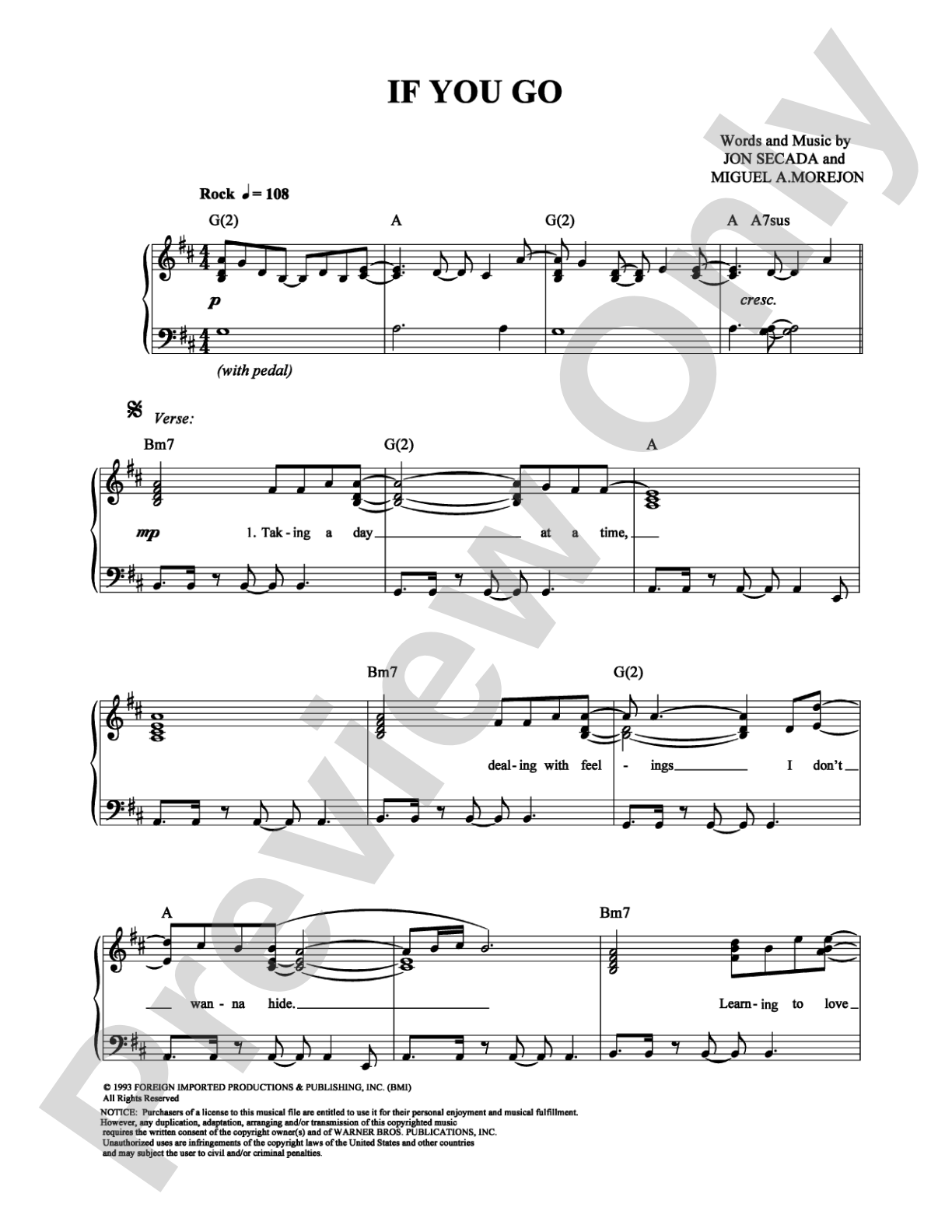 If You Go: Piano/Vocal/Chords Digital Sheet Music