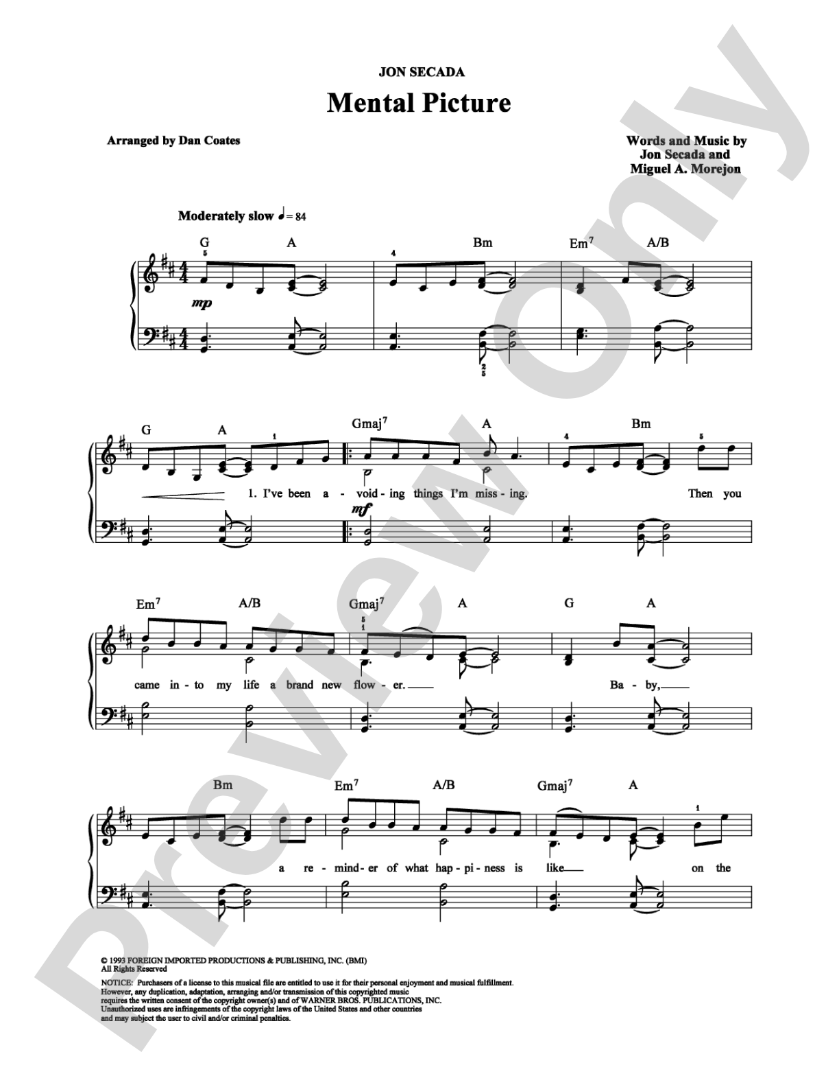 Mental Picture: Easy Piano Digital Sheet Music