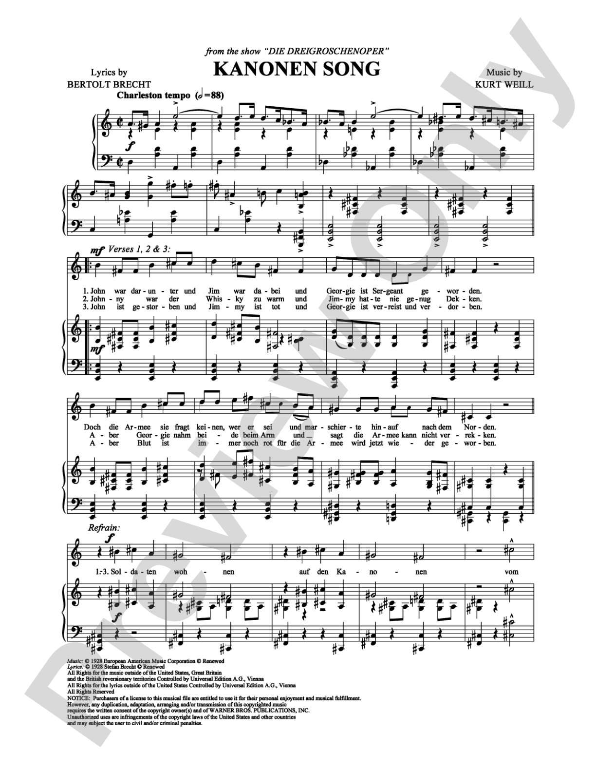 Kanonen Song: Piano/Vocal/Chords Digital Sheet Music
