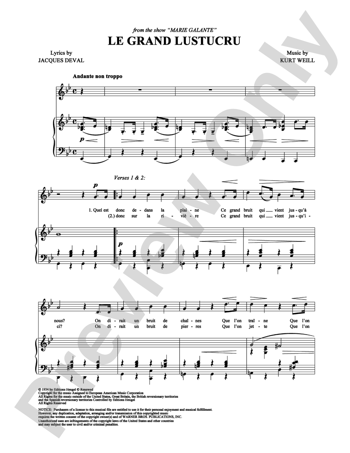Le Grand Lustucru: Piano/Vocal/Chords Digital Sheet Music