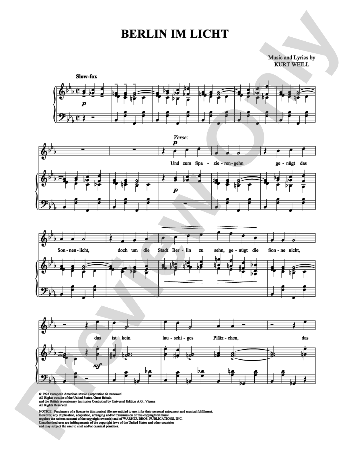 Berlin im Licht: Piano/Vocal/Chords Digital Sheet Music