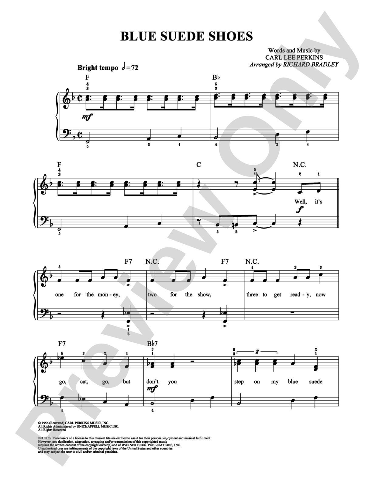 Blue Suede Shoes: Easy Piano Digital Sheet Music