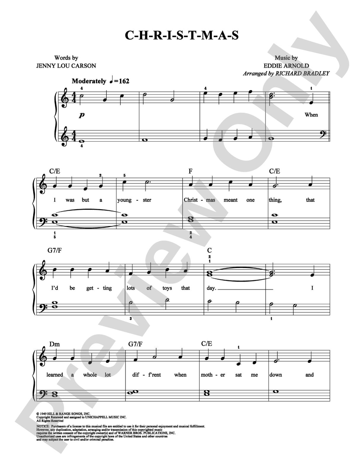 C-H-R-I-S-T-M-A-S: Easy Piano Digital Sheet Music