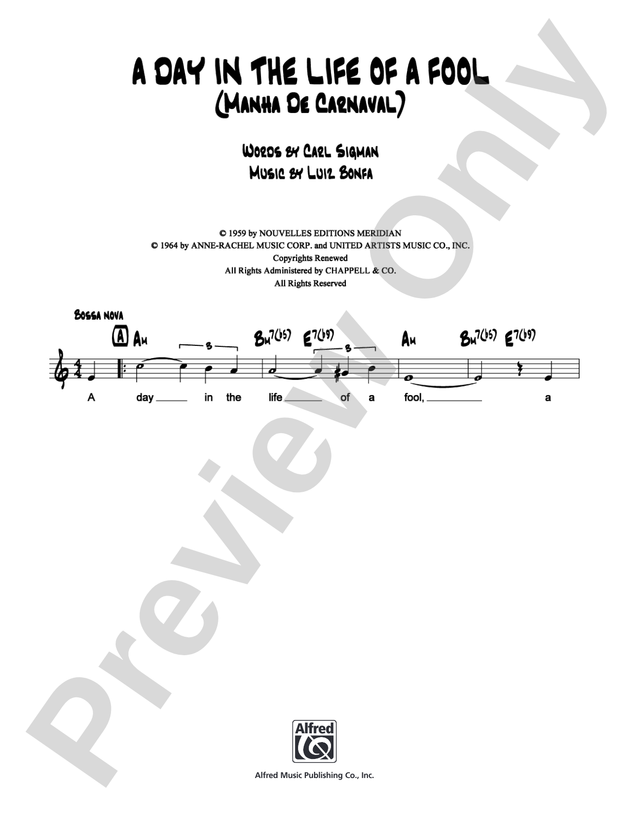 A Day In The Life Of A Fool: Lead Sheet Digital Sheet Music