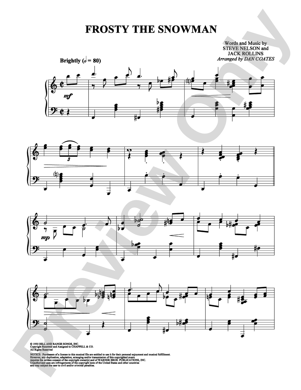 Frosty the Snowman: Piano Digital Sheet Music