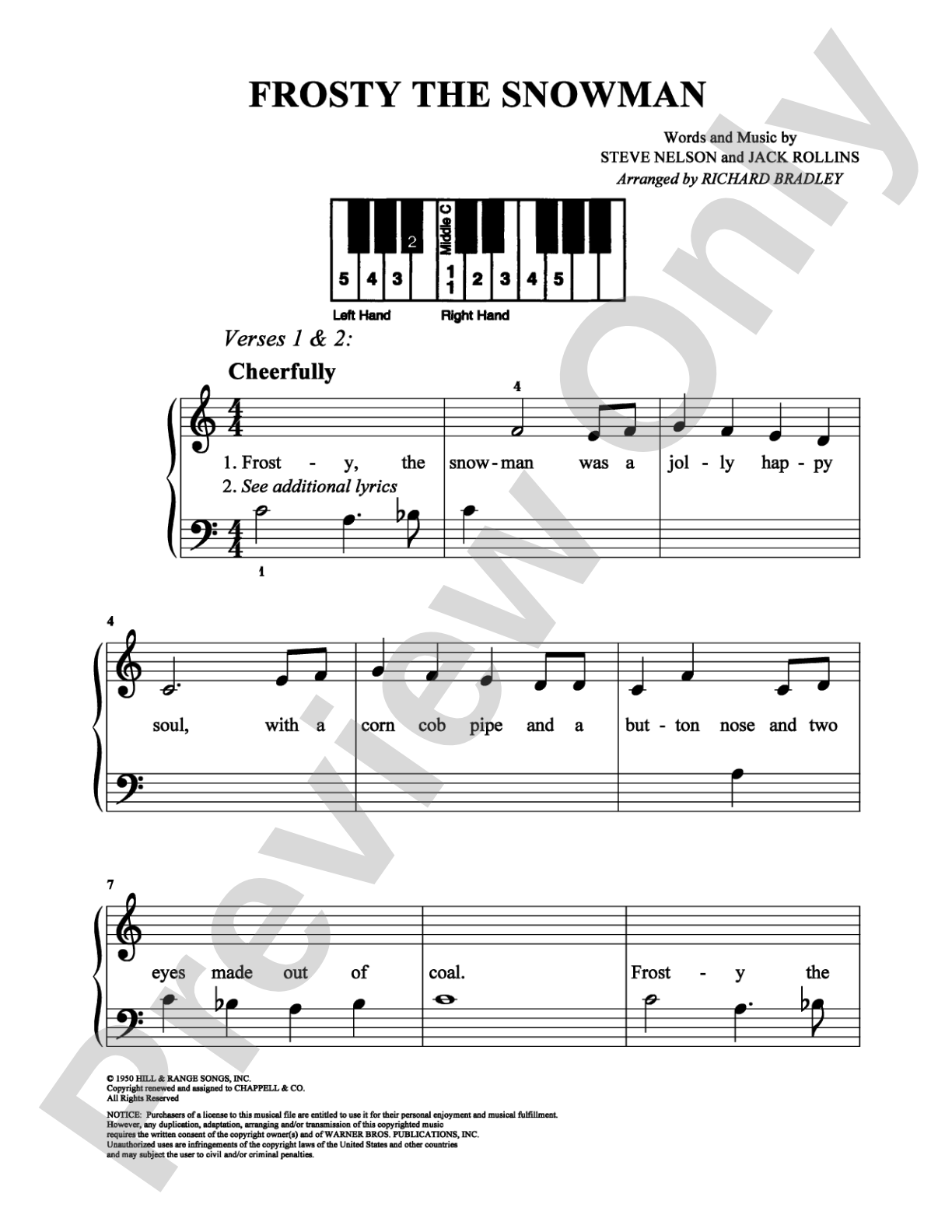 Frosty the Snowman: Easy Piano Digital Sheet Music