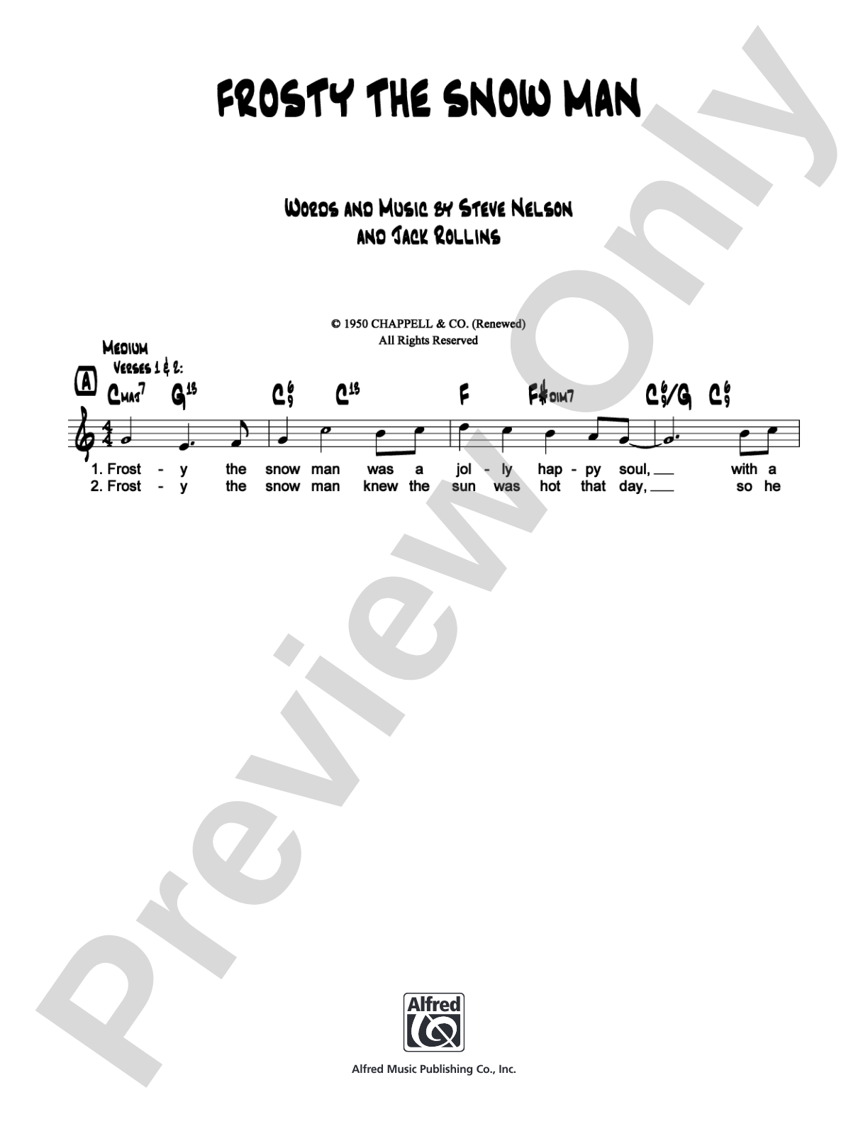 Frosty the Snowman: Lead Sheet Digital Sheet Music