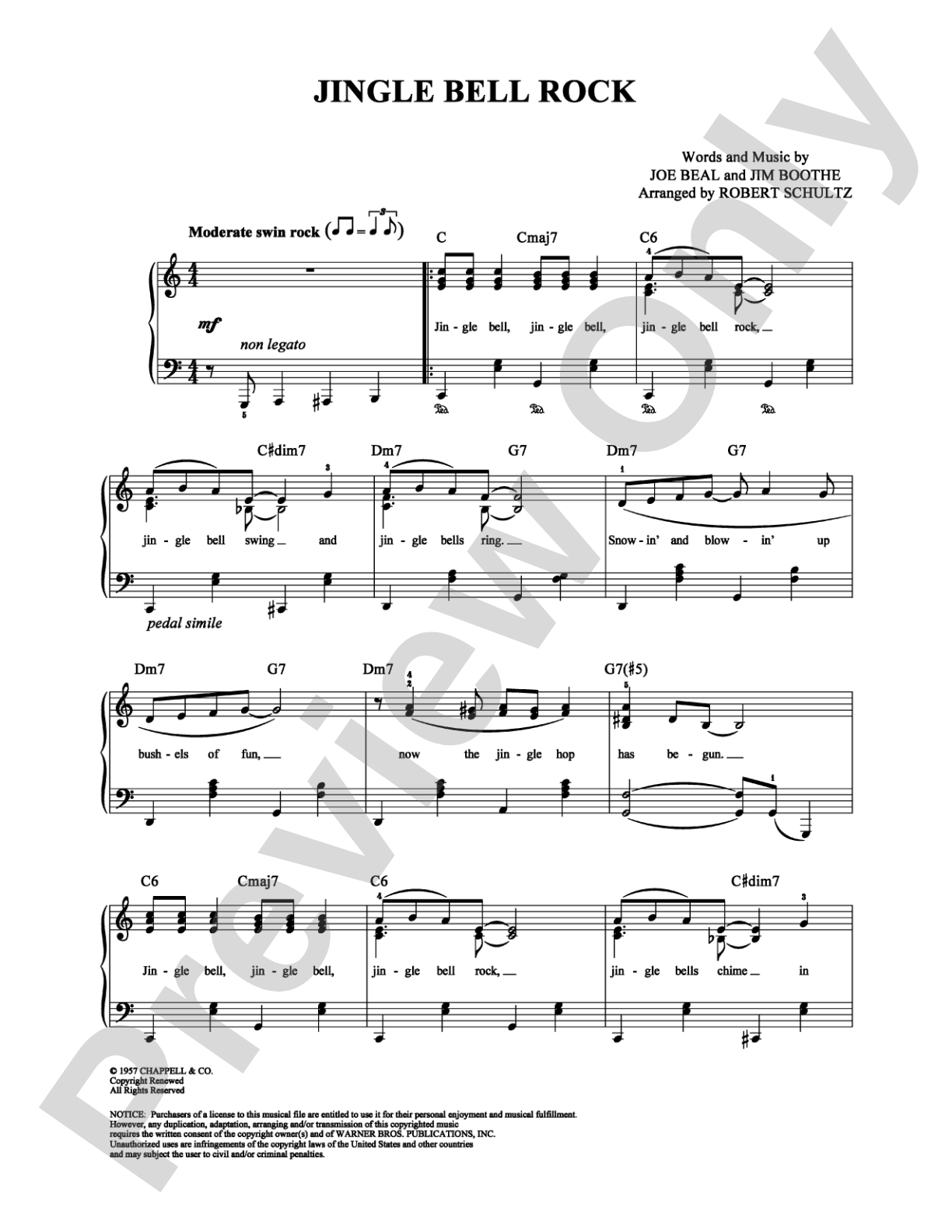 Jingle Bell Rock: Piano/Vocal/Chords Digital Sheet Music