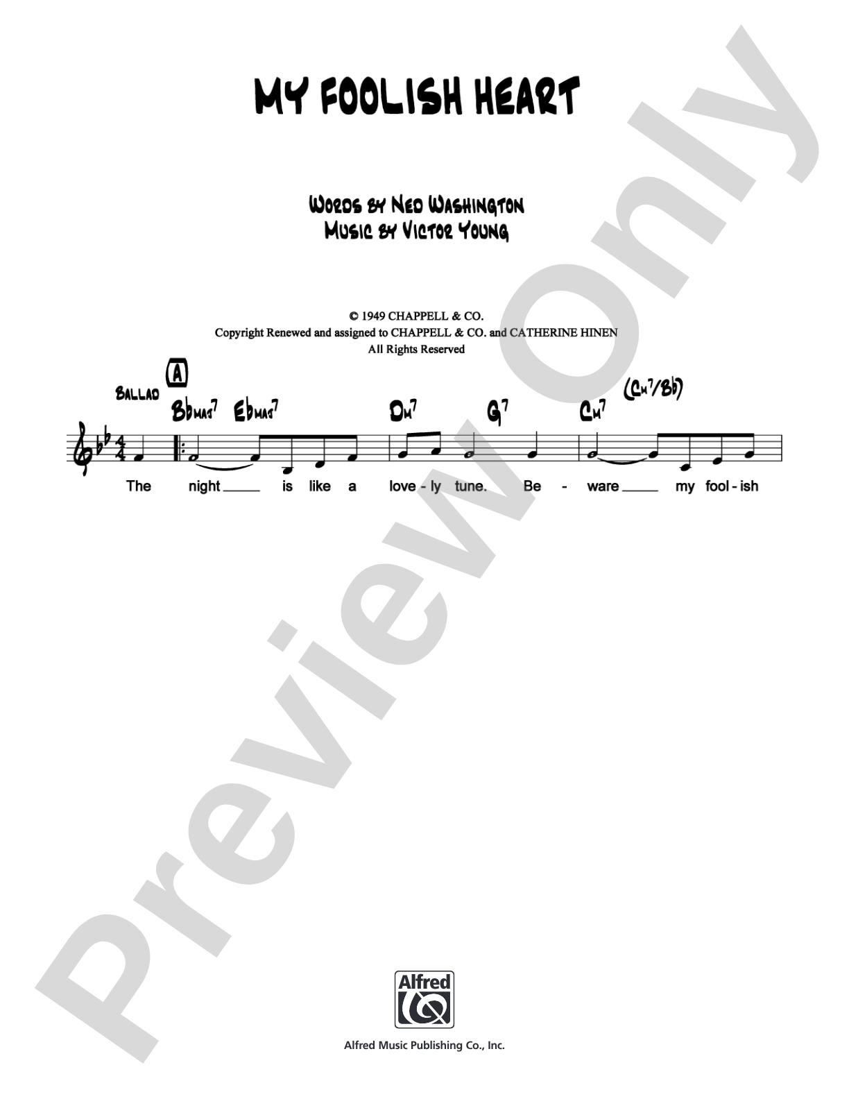 My Foolish Heart: Lead Sheet Digital Sheet Music