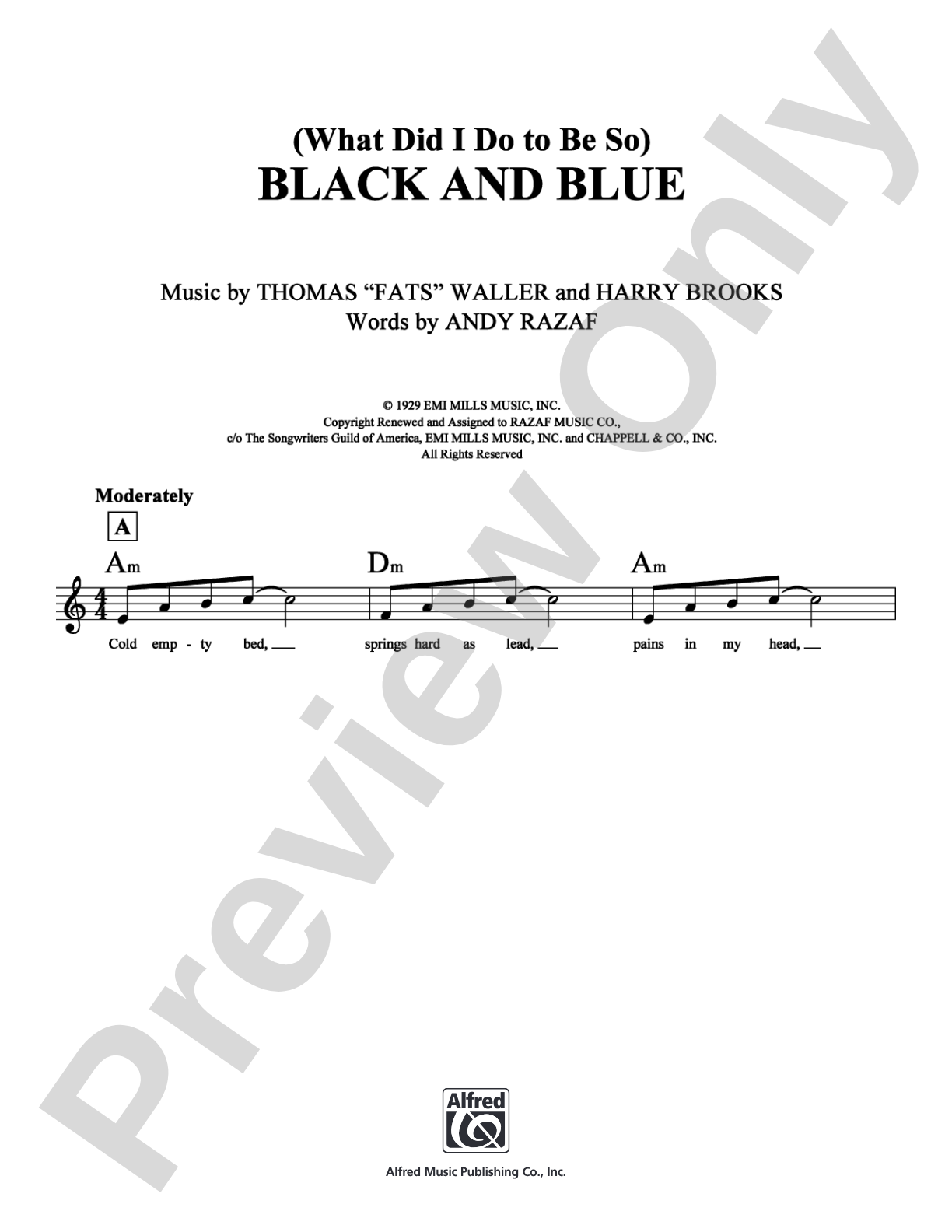Black and Blue: Lead Sheet Digital Sheet Music