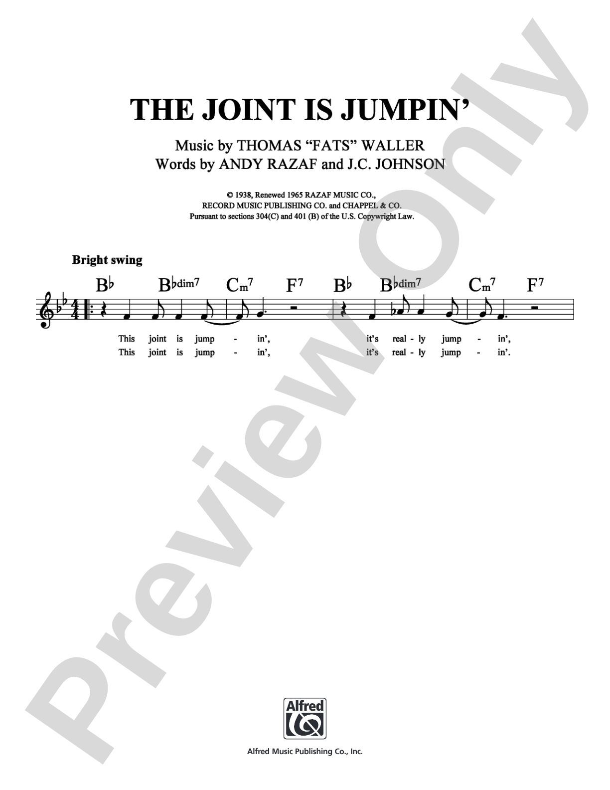 The Joint Is Jumpin': Lead Sheet Digital Sheet Music