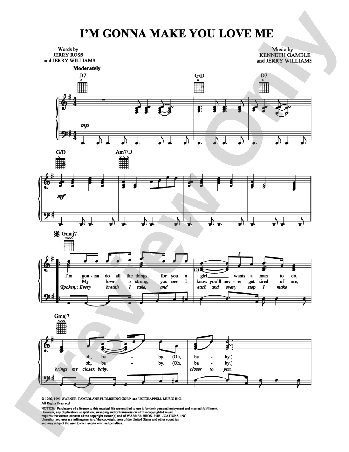 I'm Gonna Make You Love Me: Piano/Vocal/Chords Digital Sheet Music