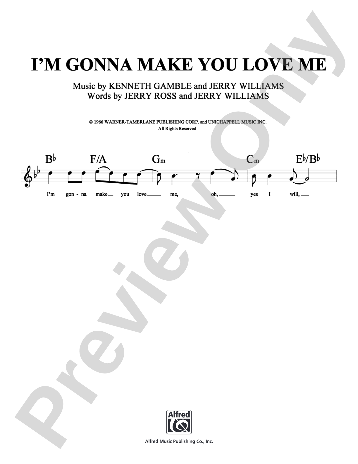 I'm Gonna Make You Love Me: Lead Sheet Digital Sheet Music