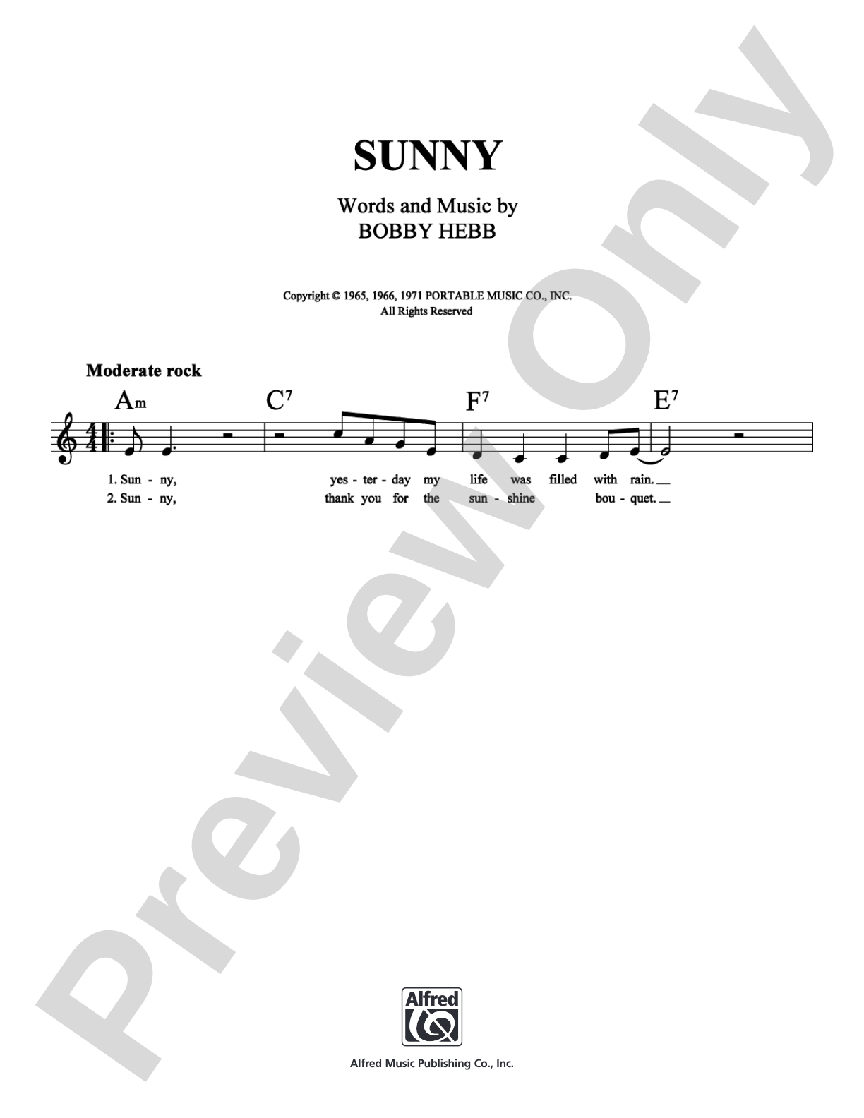 Sunny: Lead Sheet Digital Sheet Music