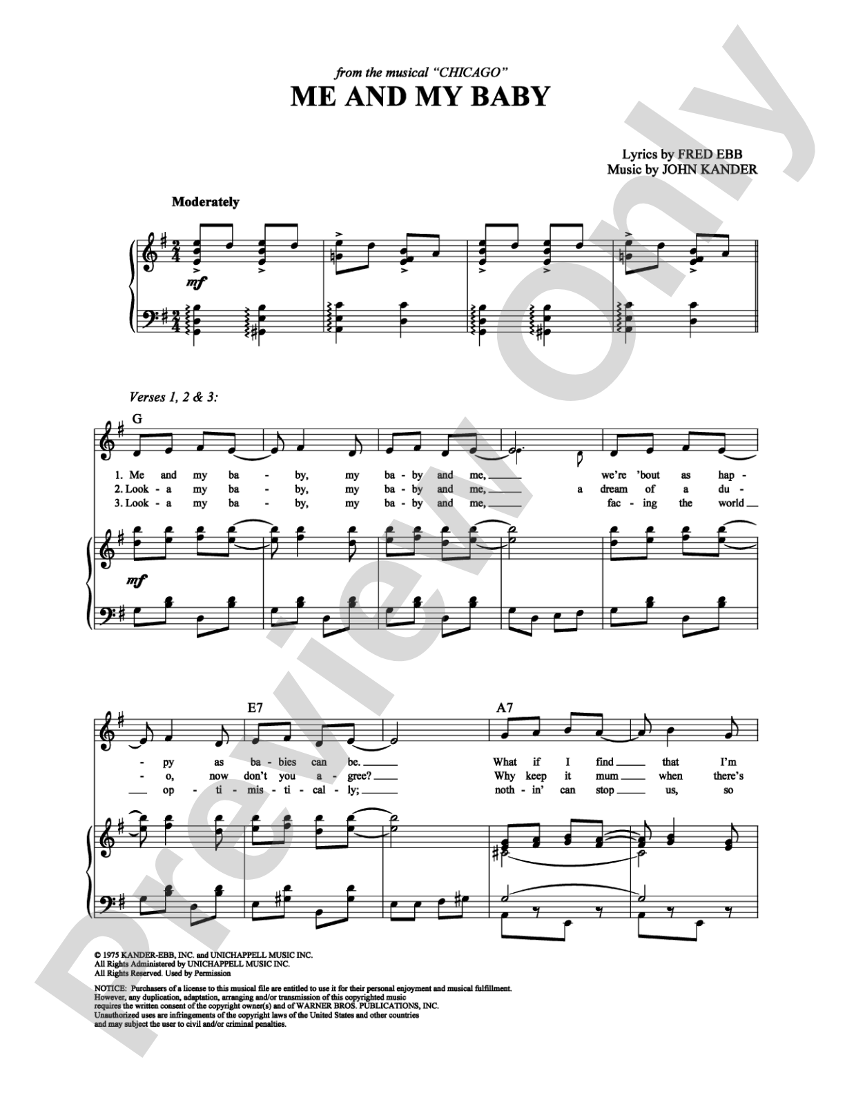 Me and My Baby: Piano/Vocal/Chords Digital Sheet Music