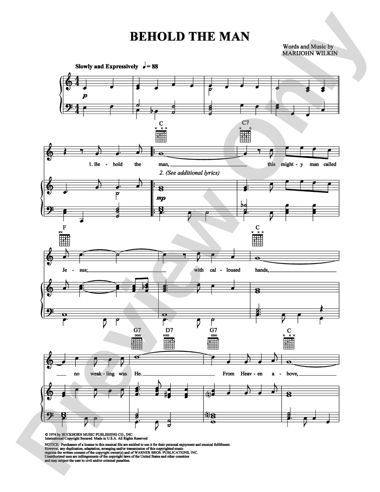 Behold the Man: Piano/Vocal/Chords Digital Sheet Music