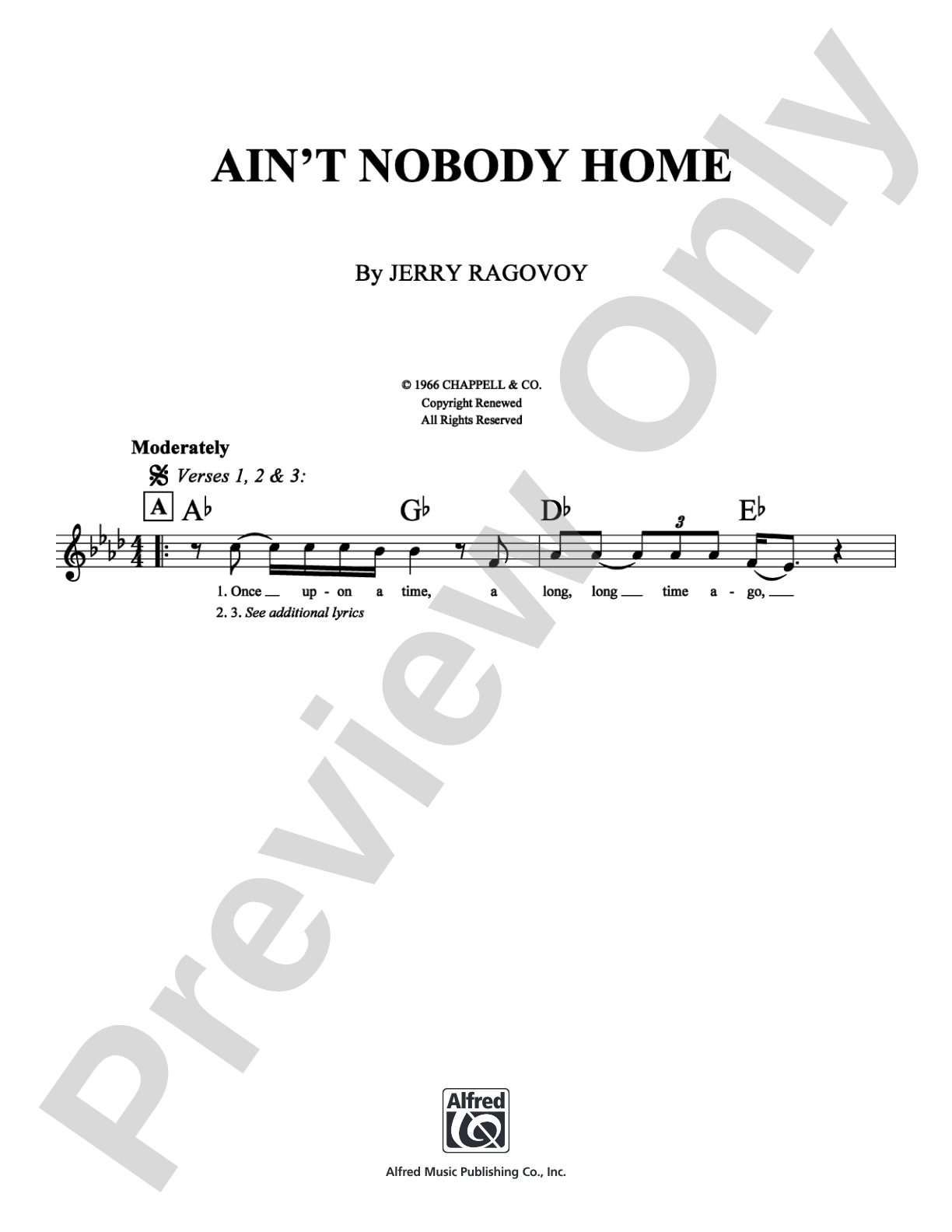Ain't Nobody Home: Lead Sheet Digital Sheet Music