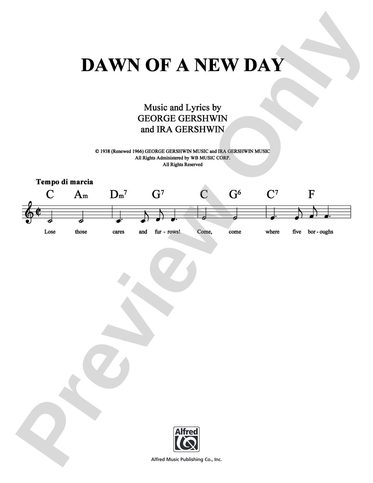 Dawn of a New Day: Lead Sheet Digital Sheet Music