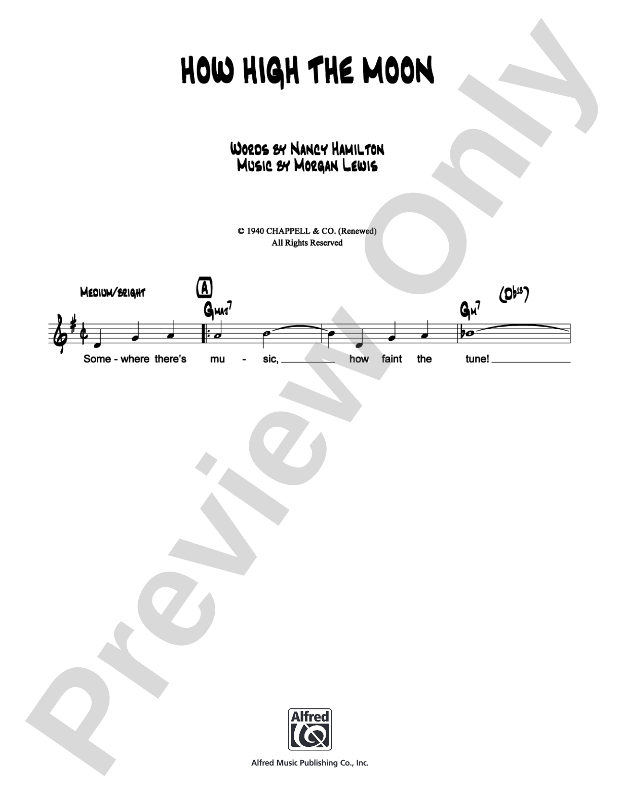 How High The Moon: Lead Sheet Digital Sheet Music
