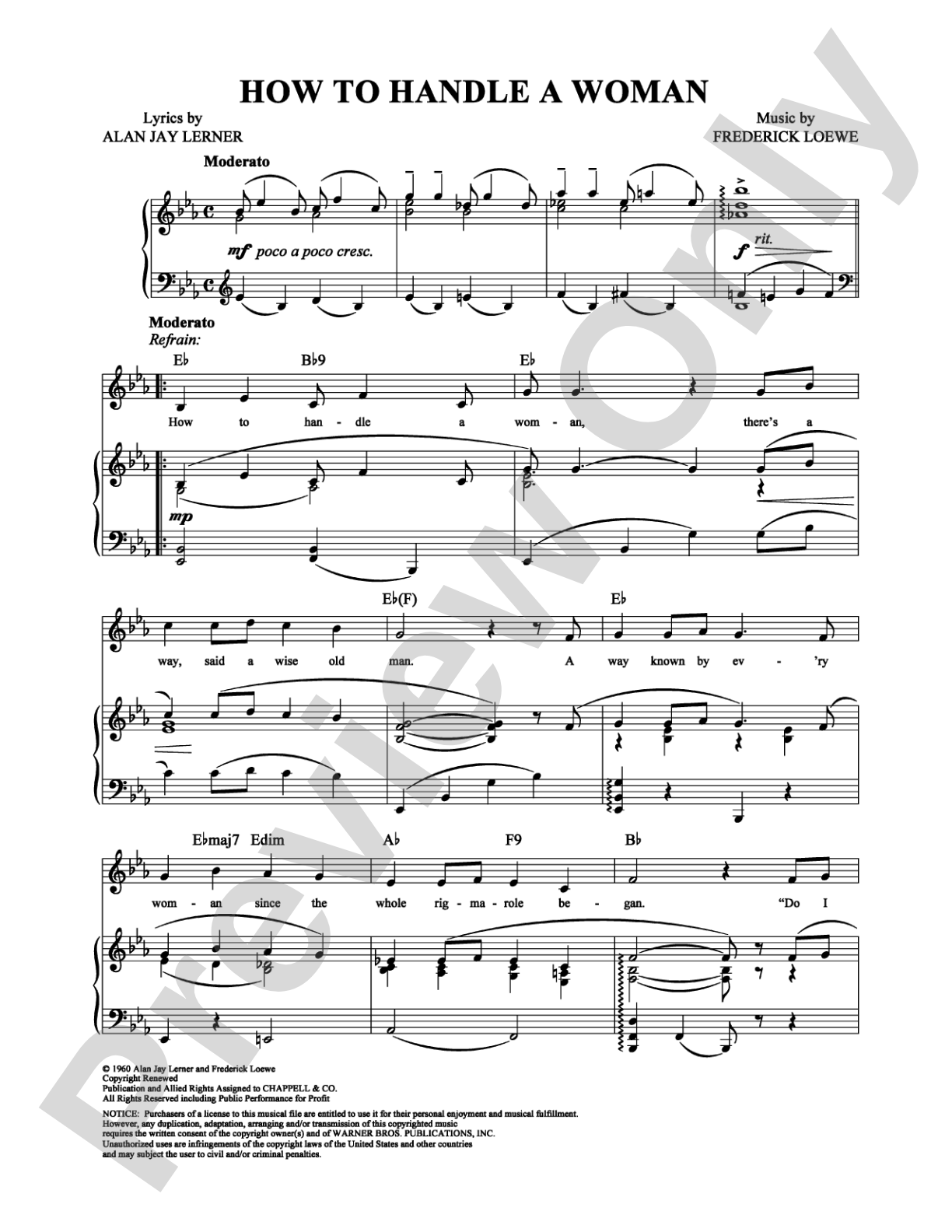 How to Handle a Woman: Piano/Vocal/Chords Digital Sheet Music