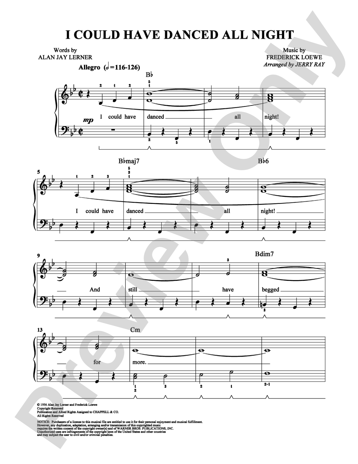 I Could Have Danced All Night: Easy Piano Digital Sheet Music