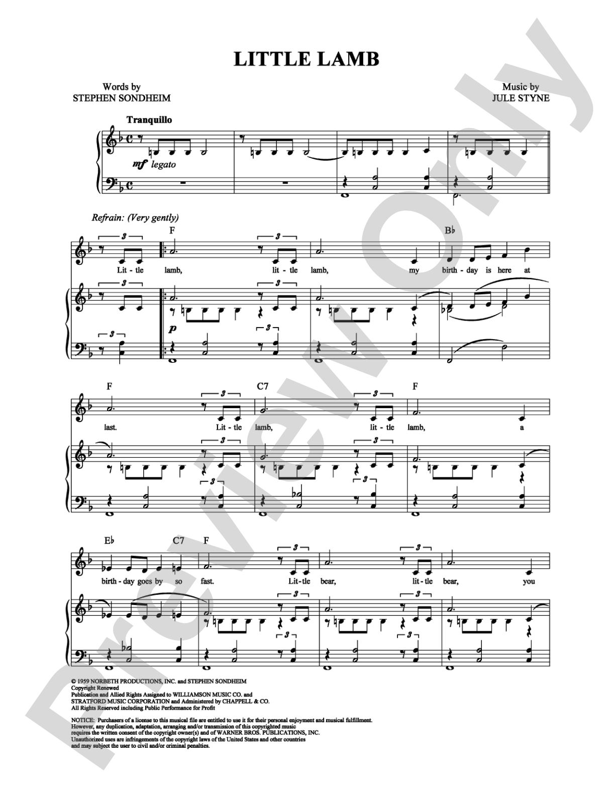 Little Lamb: Piano/Vocal/Chords Digital Sheet Music
