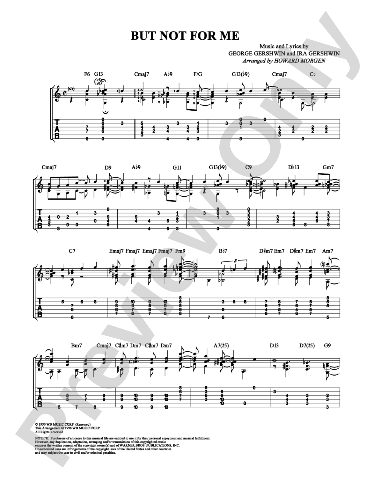 But Not for Me: Guitar TAB Digital Sheet Music