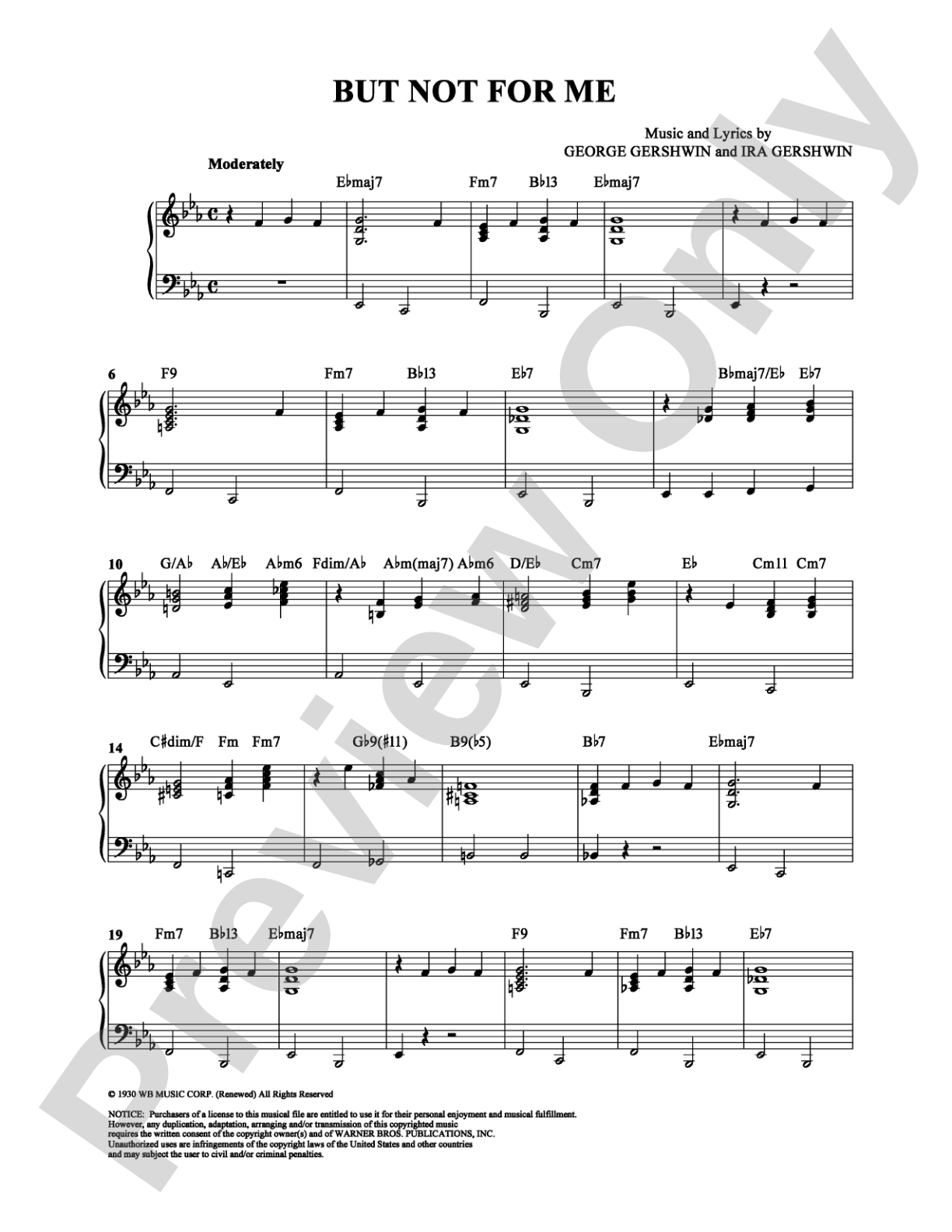 But Not for Me: Piano Digital Sheet Music
