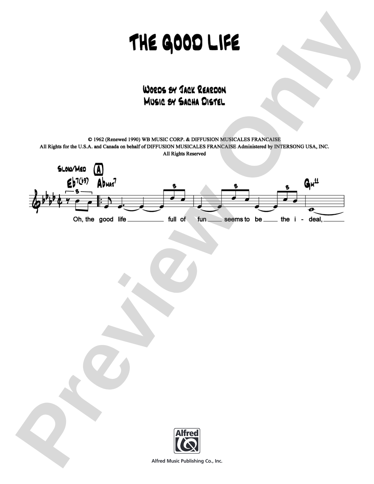 The Good Life: Lead Sheet Digital Sheet Music