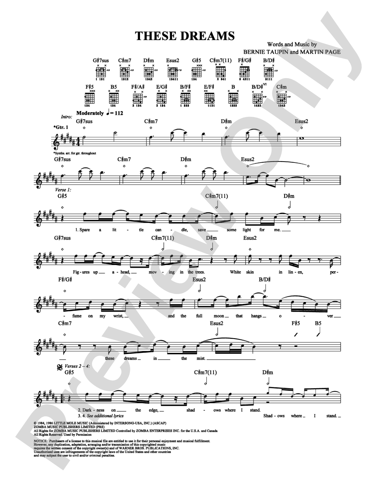 These Dreams: Lead Sheet Digital Sheet Music