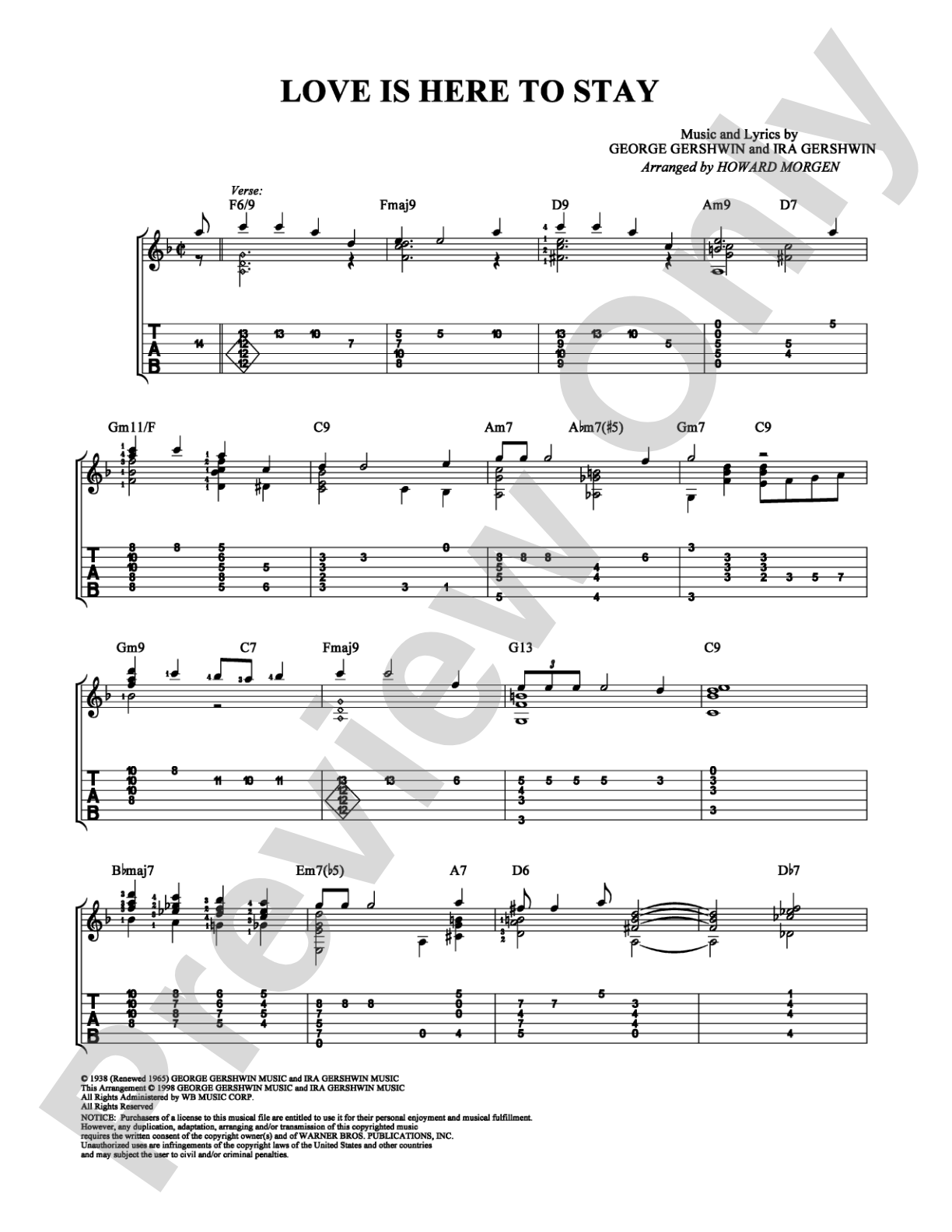 Love Is Here To Stay: Guitar TAB Digital Sheet Music