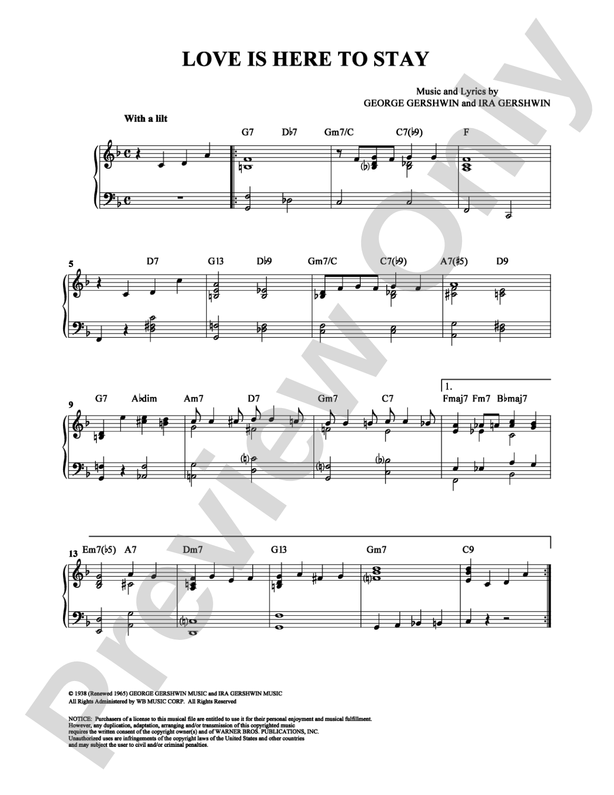 Love Is Here to Stay: Piano Digital Sheet Music