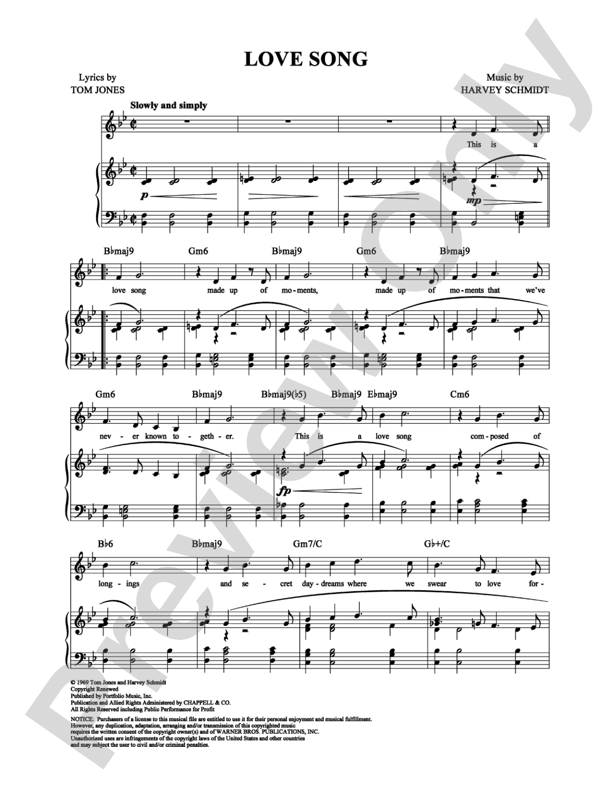 Love Song: Piano/Vocal/Chords Digital Sheet Music