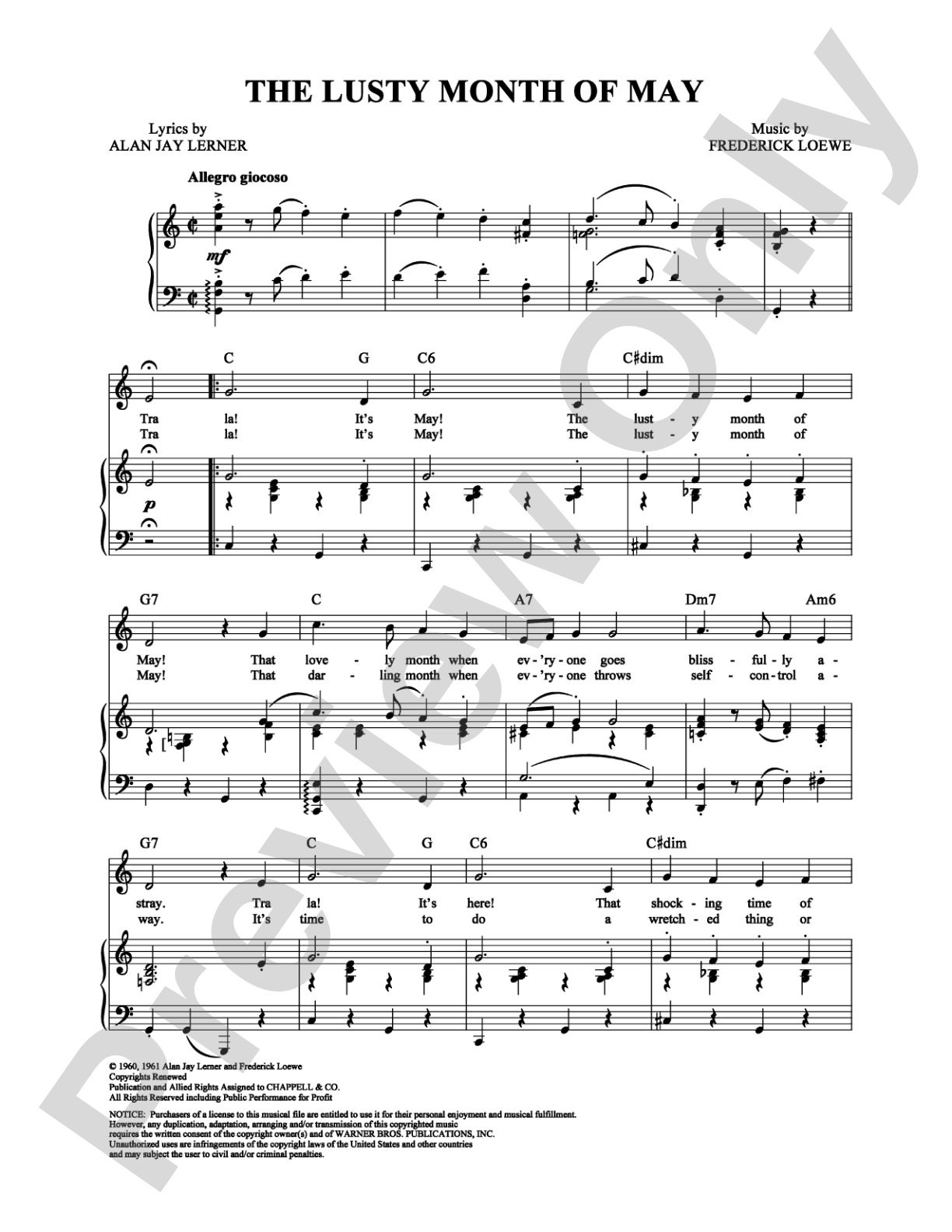The Lusty Month of May: Piano/Vocal/Chords Digital Sheet Music