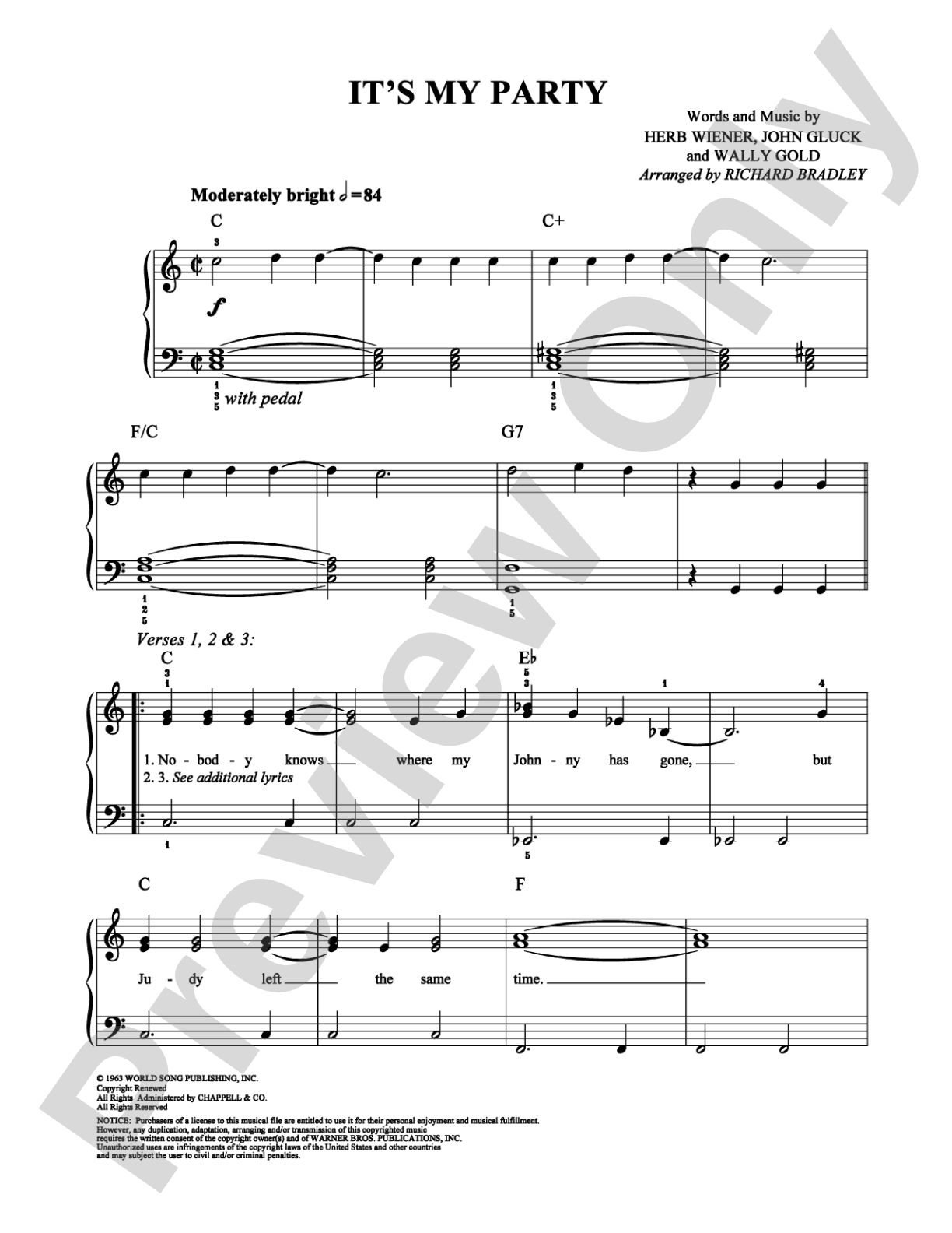 It's My Party: Easy Piano Digital Sheet Music