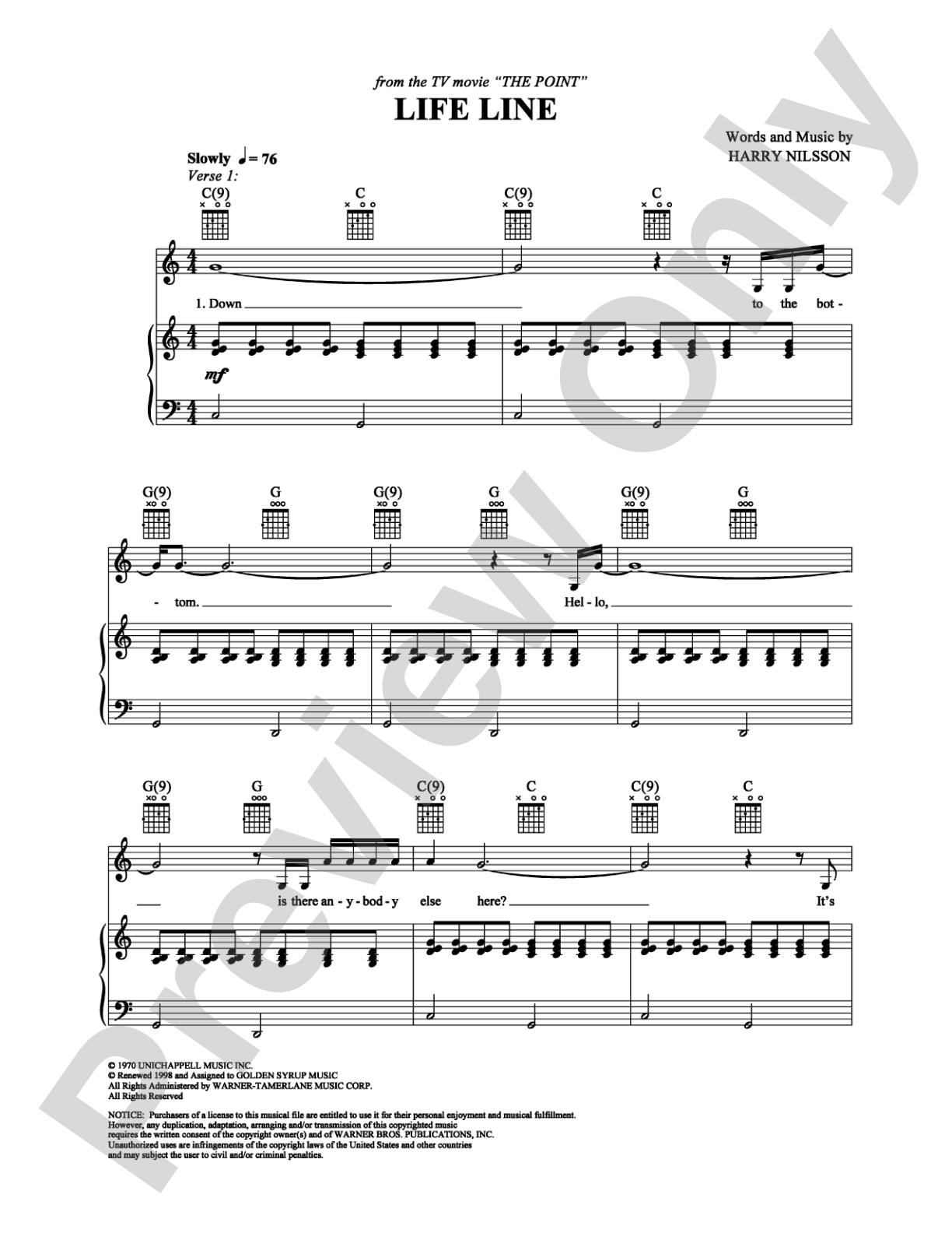 Life Line: Piano/Vocal/Chords Digital Sheet Music
