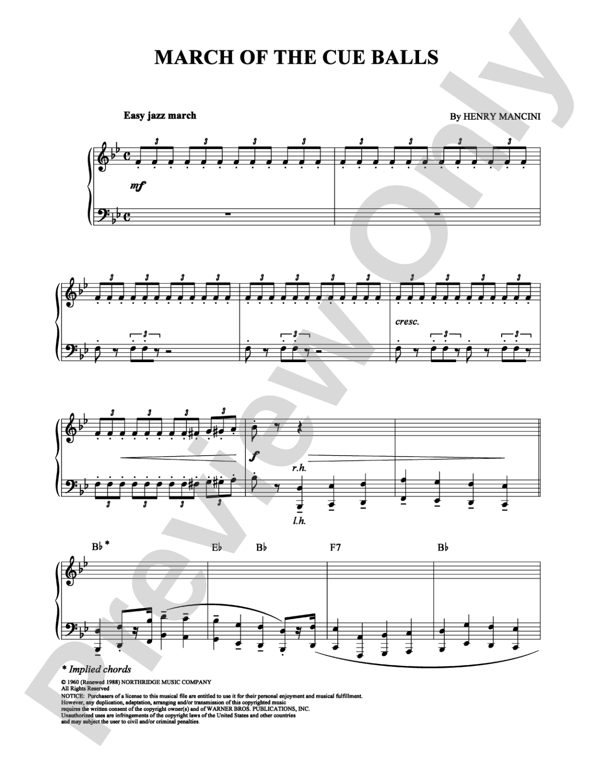 March of the Cue Balls: Piano Digital Sheet Music