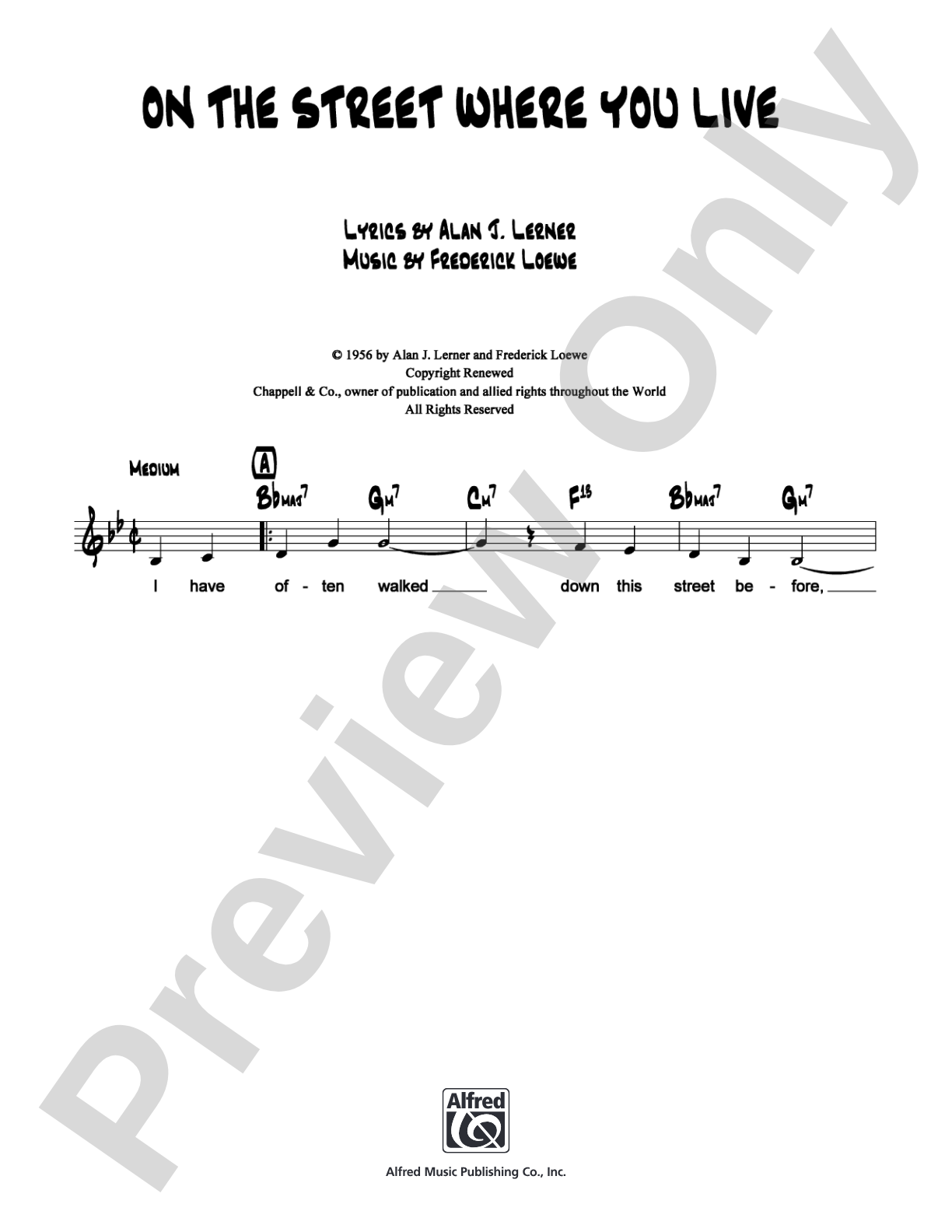 On the Street Where You Live: Lead Sheet Digital Sheet Music