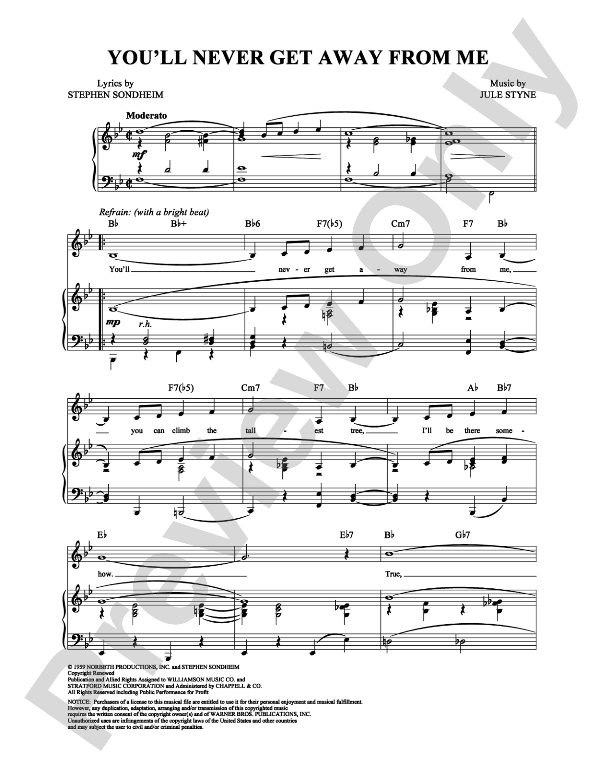 You'll Never Get Away from Me: Piano/Vocal/Chords Digital Sheet Music