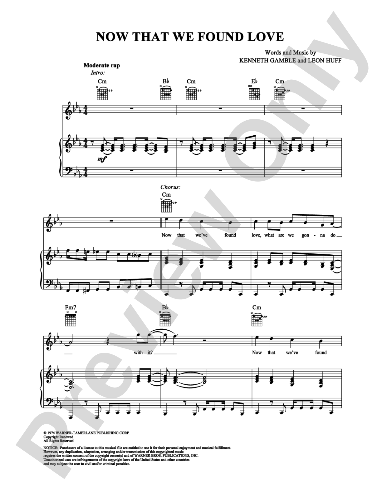 Now That We Found Love: Piano/Vocal/Chords Digital Sheet Music