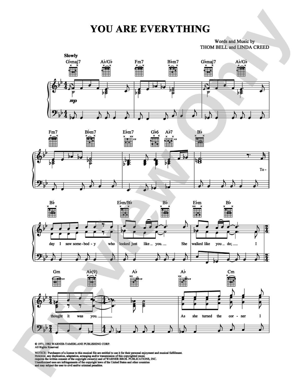 You Are Everything: Piano/Vocal/Chords Digital Sheet Music